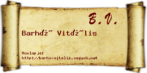 Barhó Vitális névjegykártya